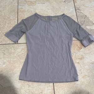 Express Sheer Sleeve Gray Blouse Size Small